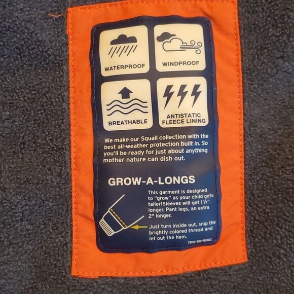 LANDS' END SQUALL SKI SNOW RAIN JACKET ORANGE GRAY SIZE XL BIG BOYS SIZE 18-20 - Picture 11 of 13